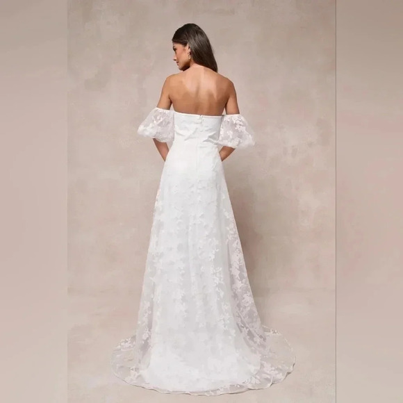 Lulu's Romantic Dedication White Floral Off-the-Shoulder Gown Wedding Party - Picture 6 of 12